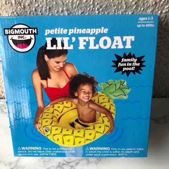 Big Mouth Pineapple Lil' Float Pool Floaty beach lake yellow NIB - Picture 1 of 9